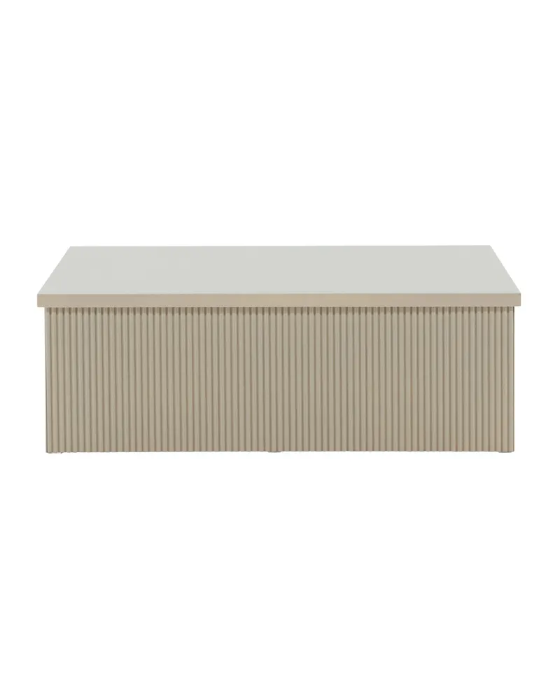 Lenox quadratischer Couchtisch 90 × 90 cm mit Rillenstruktur in Beige, Ansicht 3