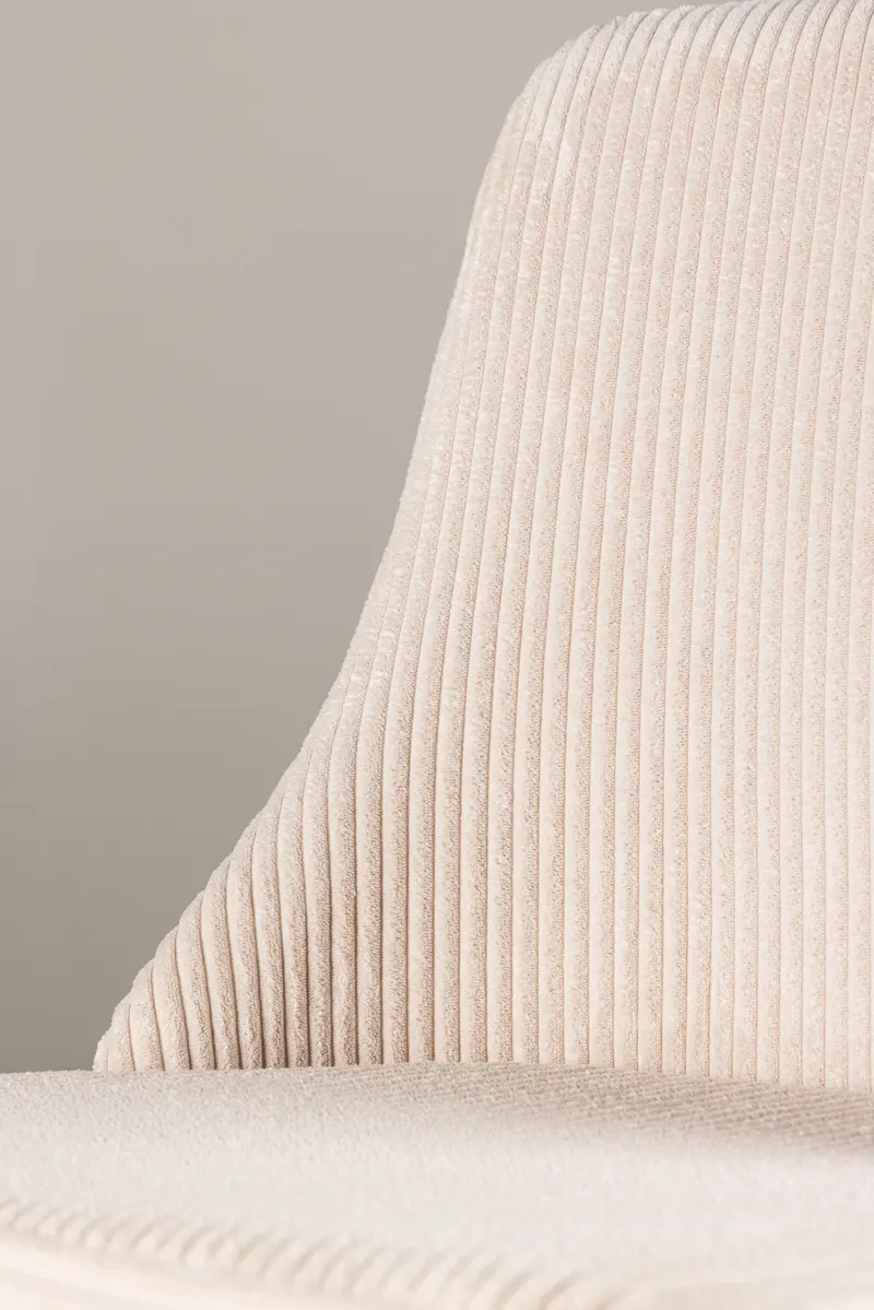 Leone Esszimmerstuhl mit Stoffbezug in Beige, Gestell Schwarz, Polyester-Cord, im Wohnraum, Ansicht 4