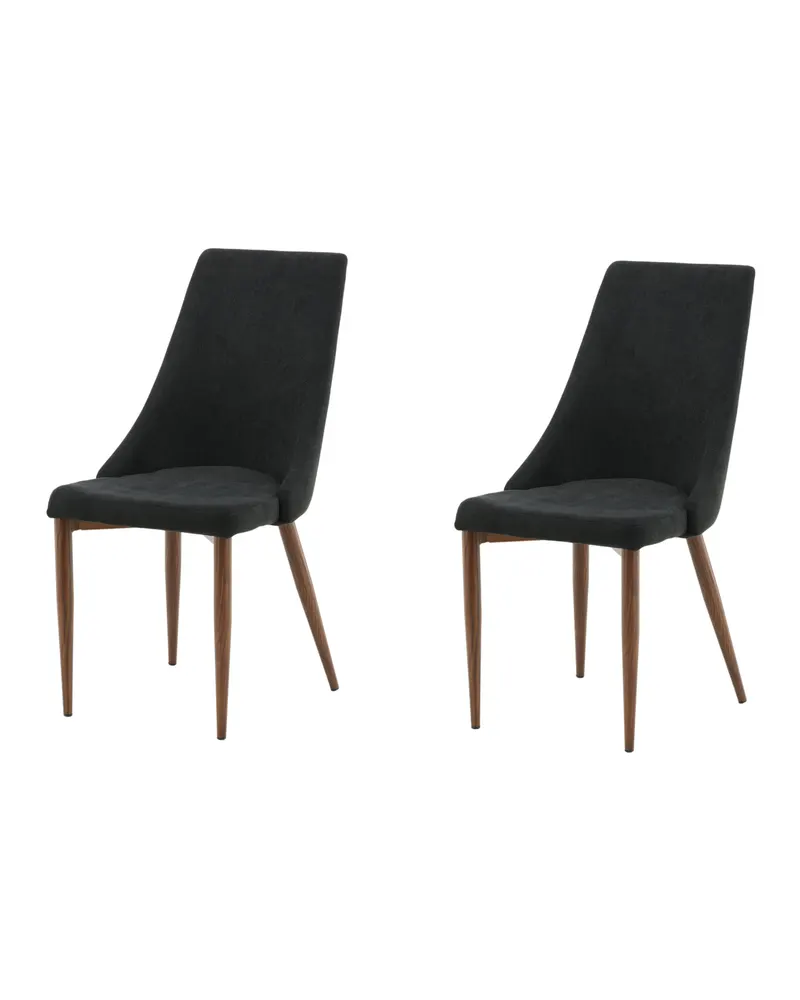 Leone Esszimmerstuhl mit Stoffbezug in Schwarz, Gestell Walnuss, Polyester, Ansicht 3