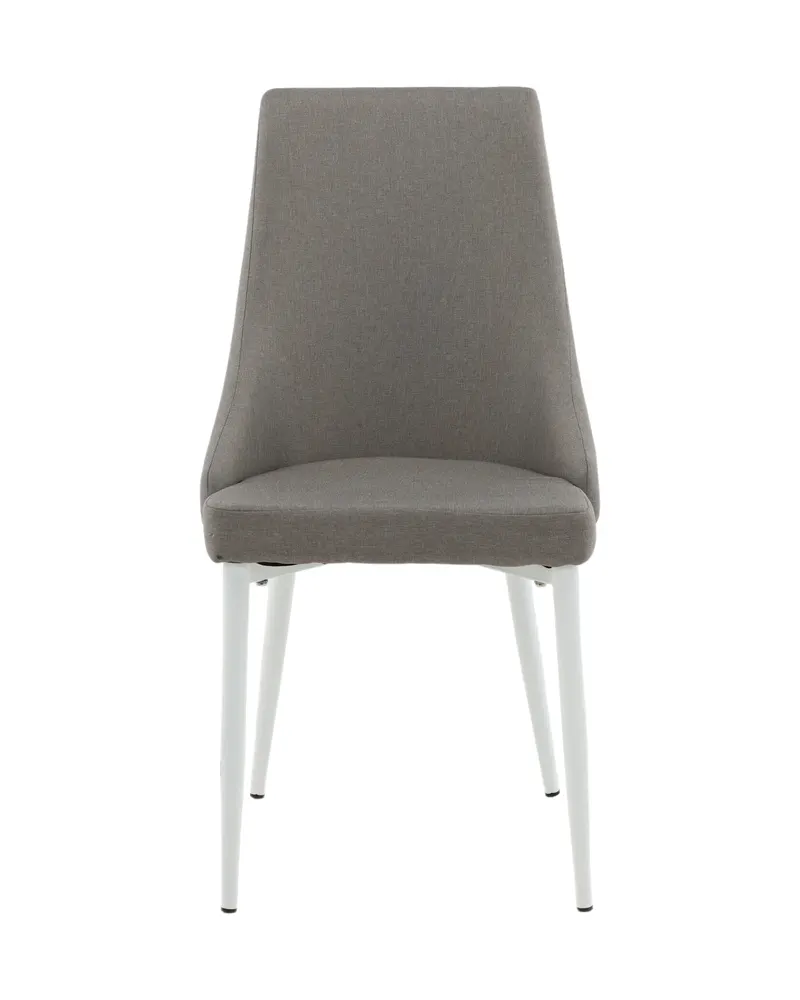 Leone Esszimmerstuhl mit Stoffbezug in Grau, Gestell Weiß, Polyester, Ansicht 1