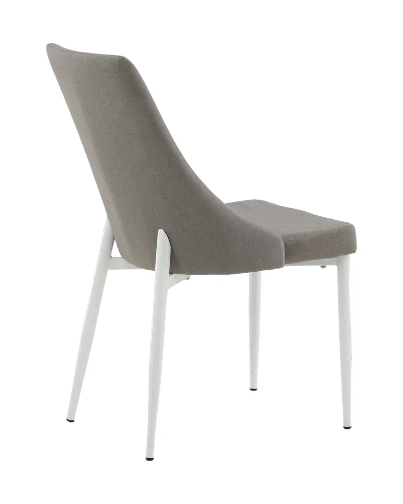 Leone Esszimmerstuhl mit Stoffbezug in Grau, Gestell Weiß, Polyester, Ansicht 10
