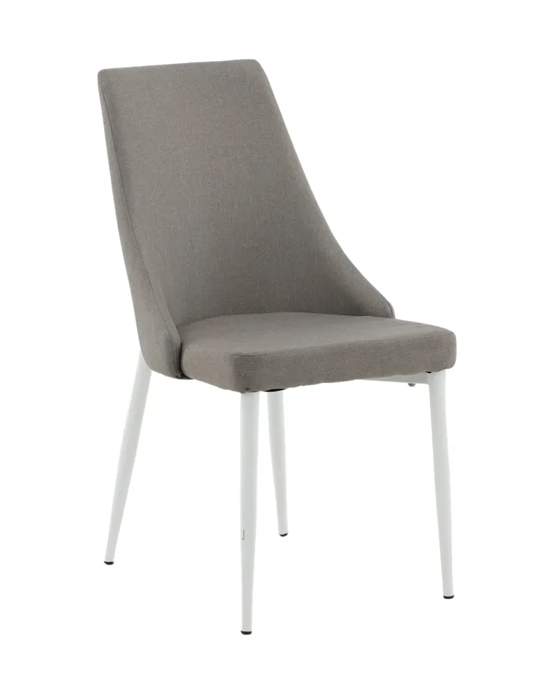 Leone Esszimmerstuhl mit Stoffbezug in Grau, Gestell Weiß, Polyester, Ansicht 13