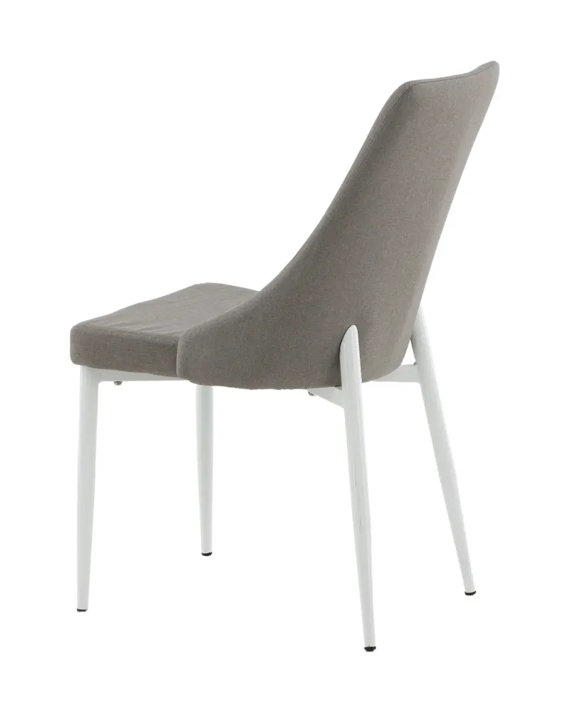 Leone Esszimmerstuhl mit Stoffbezug in Grau, Gestell Weiß, Polyester, Ansicht 6