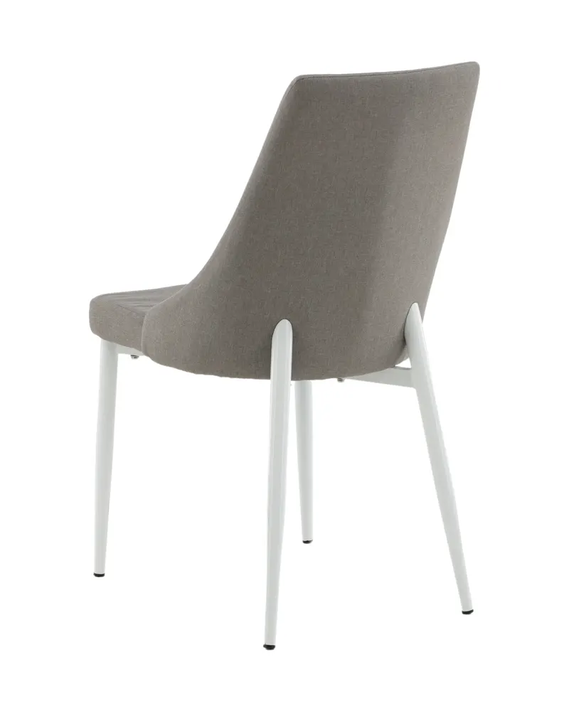 Leone Esszimmerstuhl mit Stoffbezug in Grau, Gestell Weiß, Polyester, Ansicht 7