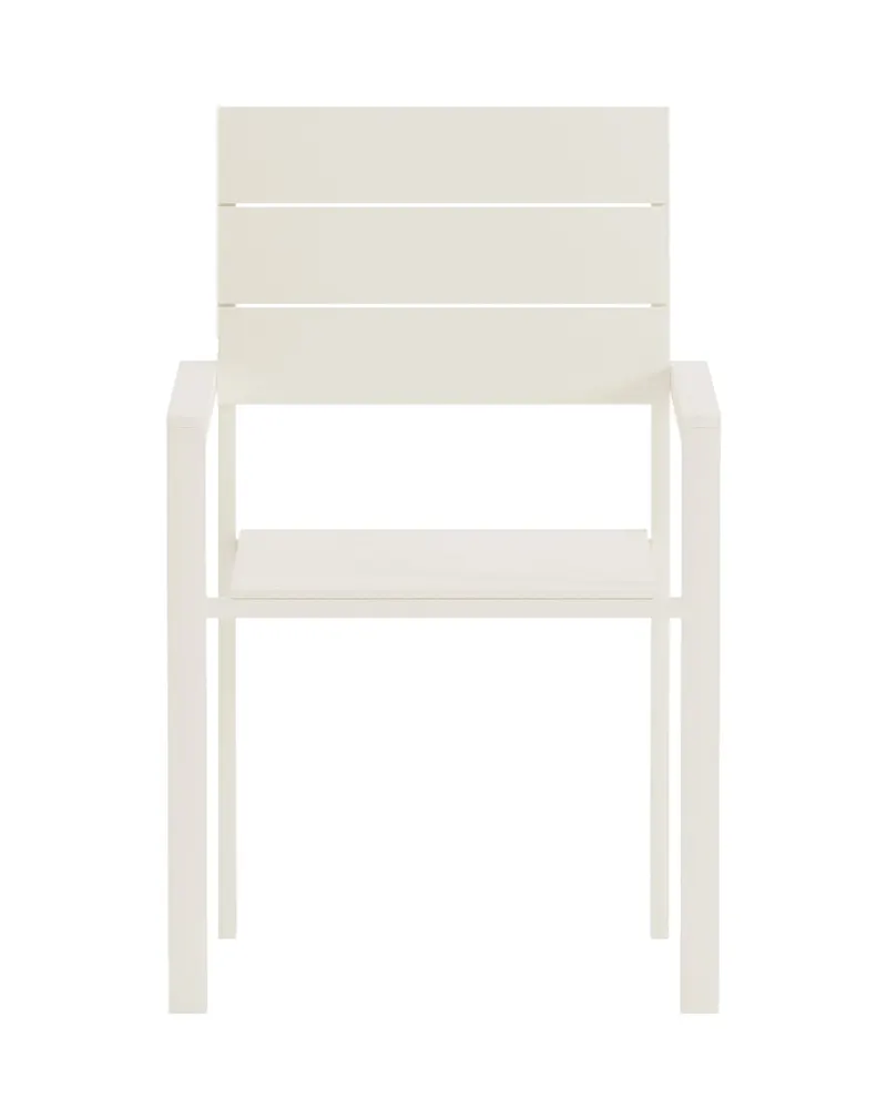 Levels Gartenstuhl mit Armlehnen und Kunstholz-Latten in Beige, Ansicht 2