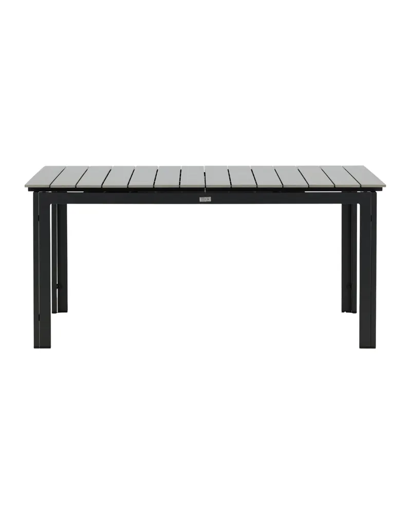 Levels ausziehbarer Gartentisch mit Kunstholzplatte und Aluminiumgestell in 160 × 100 cm, Grau, Gestell Schwarz, Ansicht 6