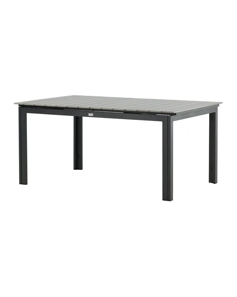 Levels ausziehbarer Gartentisch mit Kunstholzplatte und Aluminiumgestell in 160 × 100 cm, Grau, Gestell Schwarz, Ansicht 7