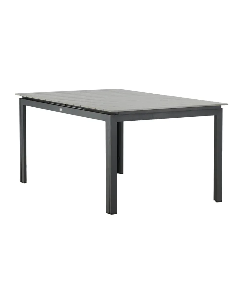 Levels ausziehbarer Gartentisch mit Kunstholzplatte und Aluminiumgestell in 160 × 100 cm, Grau, Gestell Schwarz, Ansicht 8