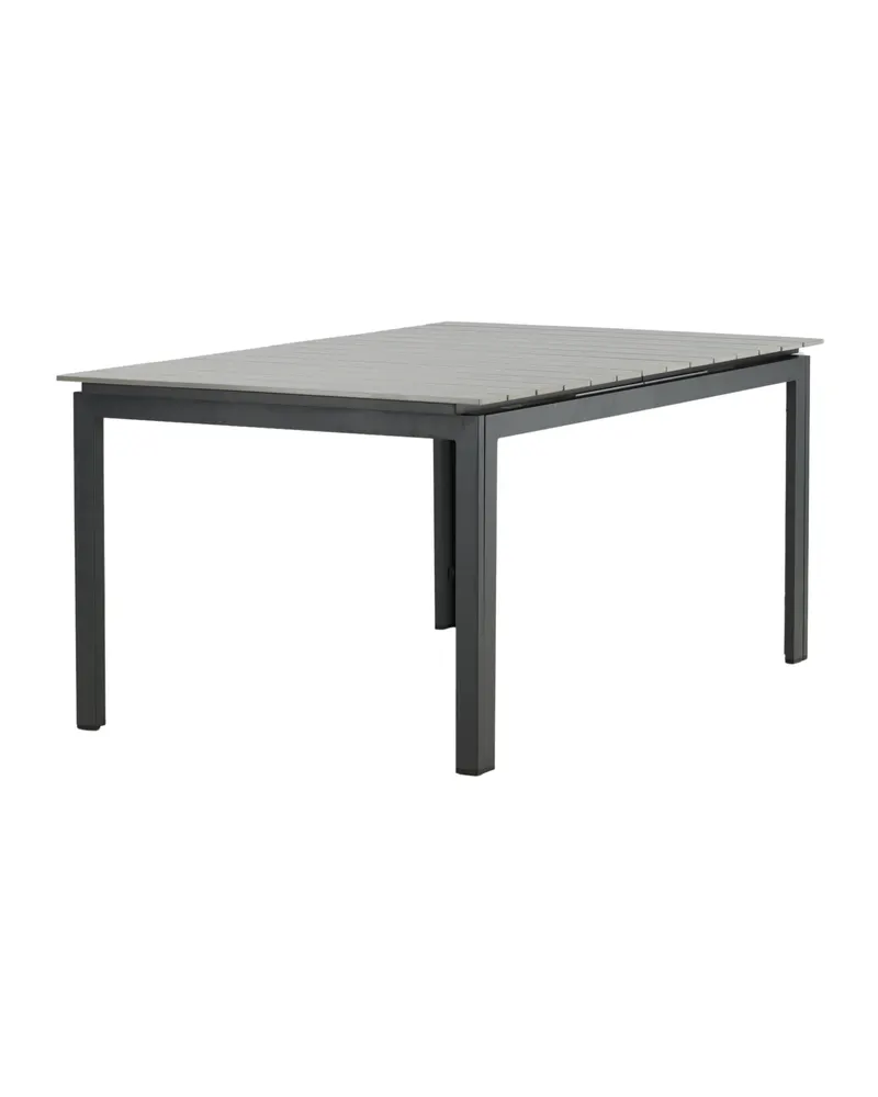 Levels ausziehbarer Gartentisch mit Kunstholzplatte und Aluminiumgestell in 160 × 100 cm, Grau, Gestell Schwarz, Ansicht 10