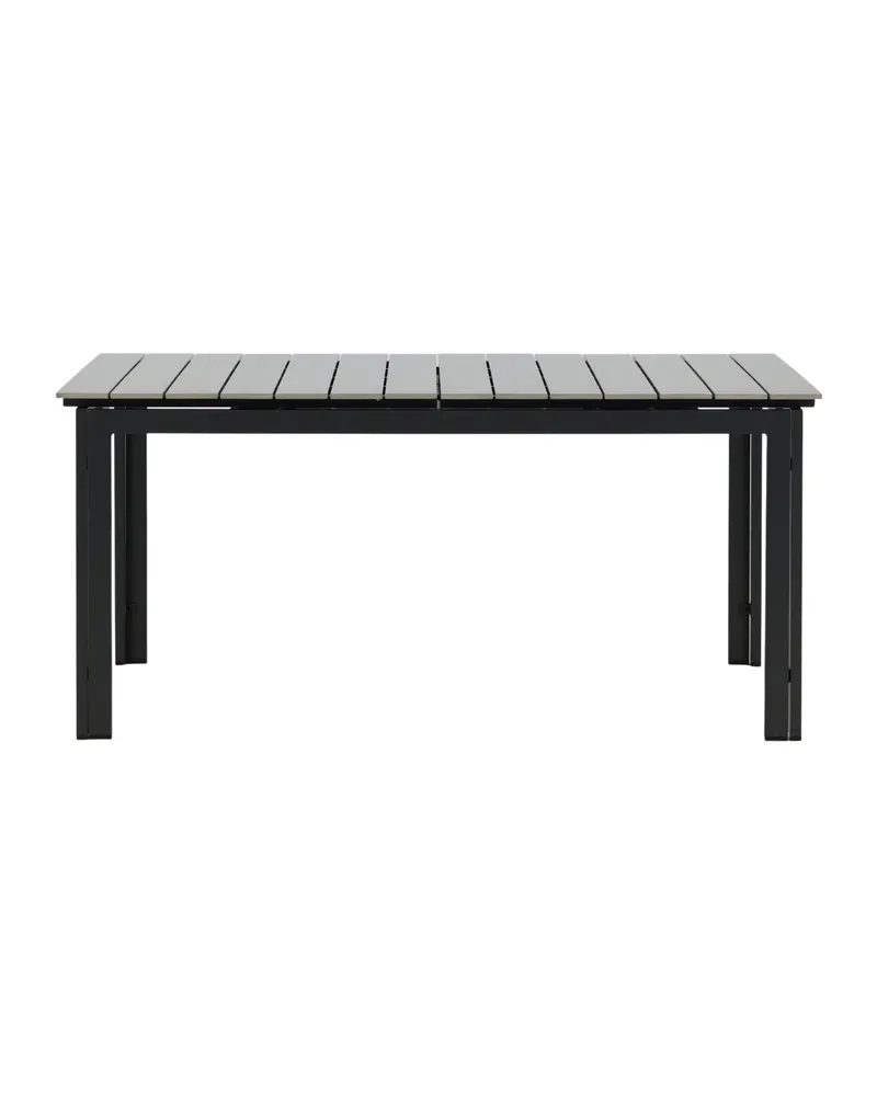 Levels ausziehbarer Gartentisch mit Kunstholzplatte und Aluminiumgestell in 160 × 100 cm, Grau, Gestell Schwarz, Ansicht 12