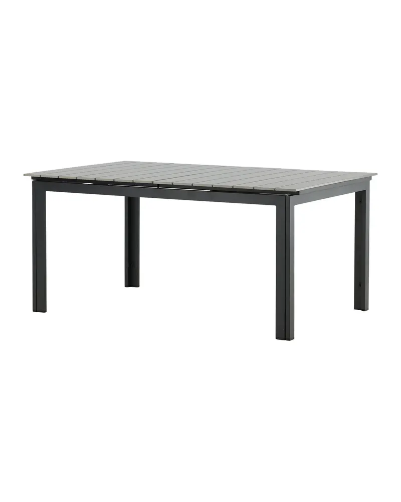 Levels ausziehbarer Gartentisch mit Kunstholzplatte und Aluminiumgestell in 160 × 100 cm, Grau, Gestell Schwarz, Ansicht 13