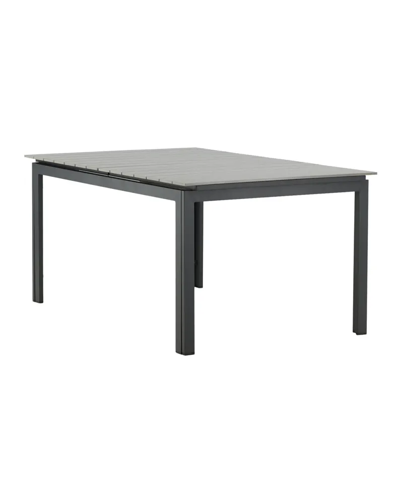 Levels ausziehbarer Gartentisch mit Kunstholzplatte und Aluminiumgestell in 160 × 100 cm, Grau, Gestell Schwarz, Ansicht 14