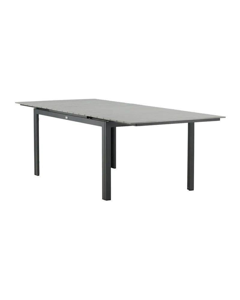 Levels ausziehbarer Gartentisch mit Kunstholzplatte und Aluminiumgestell in 160 × 100 cm, Grau, Gestell Schwarz, Ansicht 15