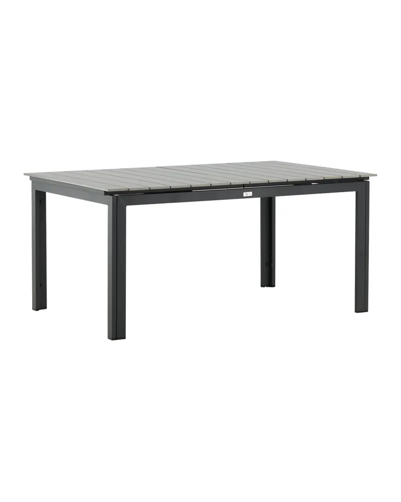 Levels ausziehbarer Gartentisch mit Kunstholzplatte und Aluminiumgestell in 160 × 100 cm, Grau, Gestell Schwarz, Ansicht 2