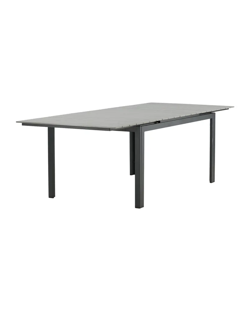 Levels ausziehbarer Gartentisch mit Kunstholzplatte und Aluminiumgestell in 160 × 100 cm, Grau, Gestell Schwarz, Ansicht 17