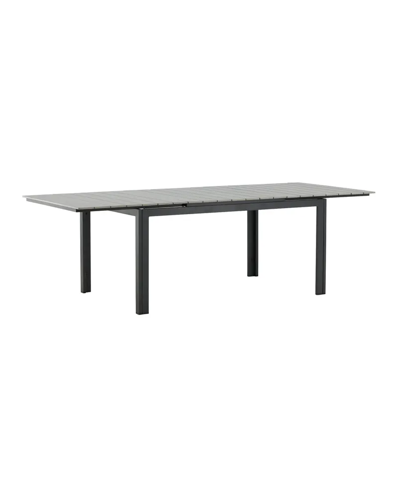Levels ausziehbarer Gartentisch mit Kunstholzplatte und Aluminiumgestell in 160 × 100 cm, Grau, Gestell Schwarz, Ansicht 18