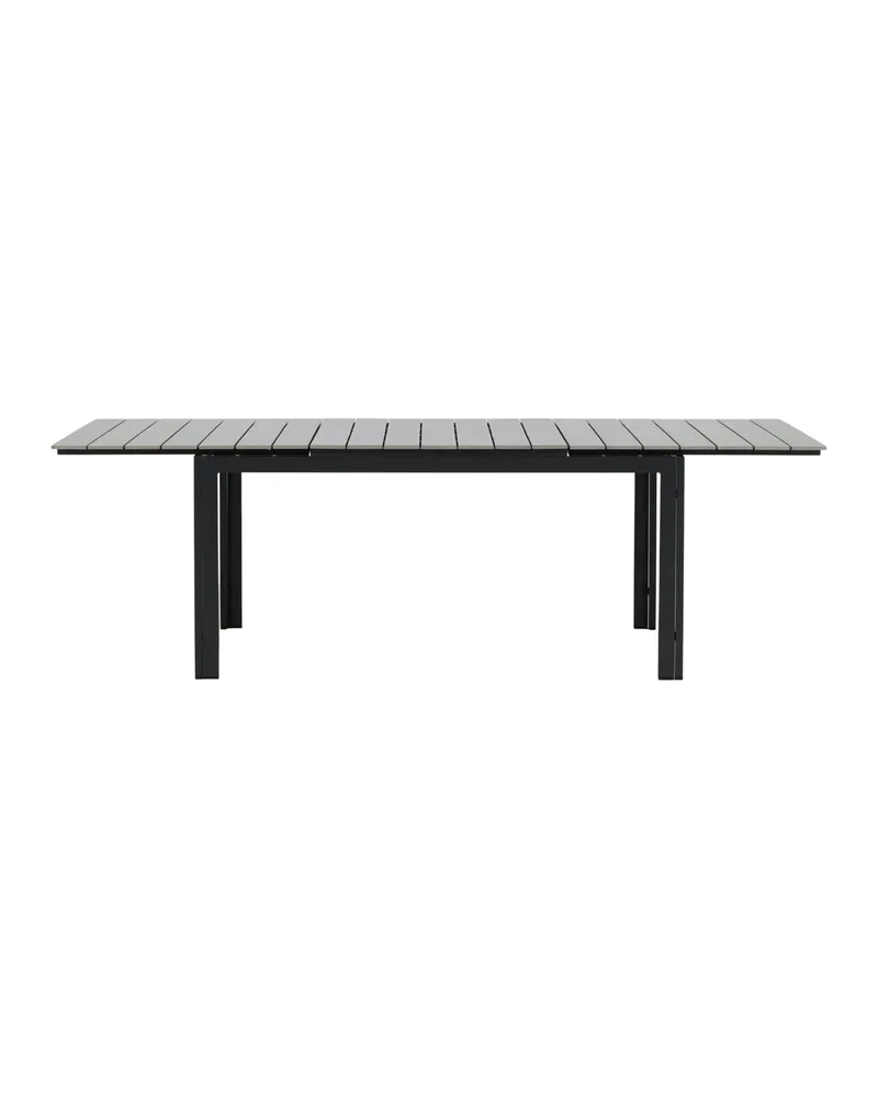 Levels ausziehbarer Gartentisch mit Kunstholzplatte und Aluminiumgestell in 160 × 100 cm, Grau, Gestell Schwarz, Ansicht 19