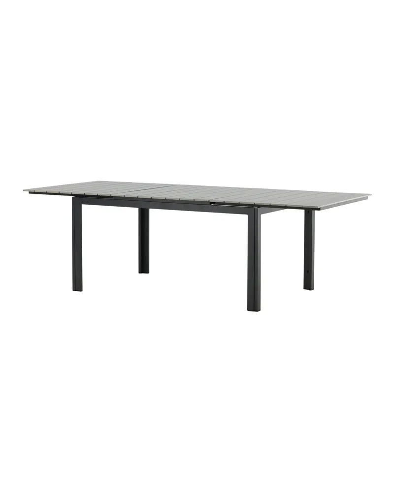 Levels ausziehbarer Gartentisch mit Kunstholzplatte und Aluminiumgestell in 160 × 100 cm, Grau, Gestell Schwarz, Ansicht 20