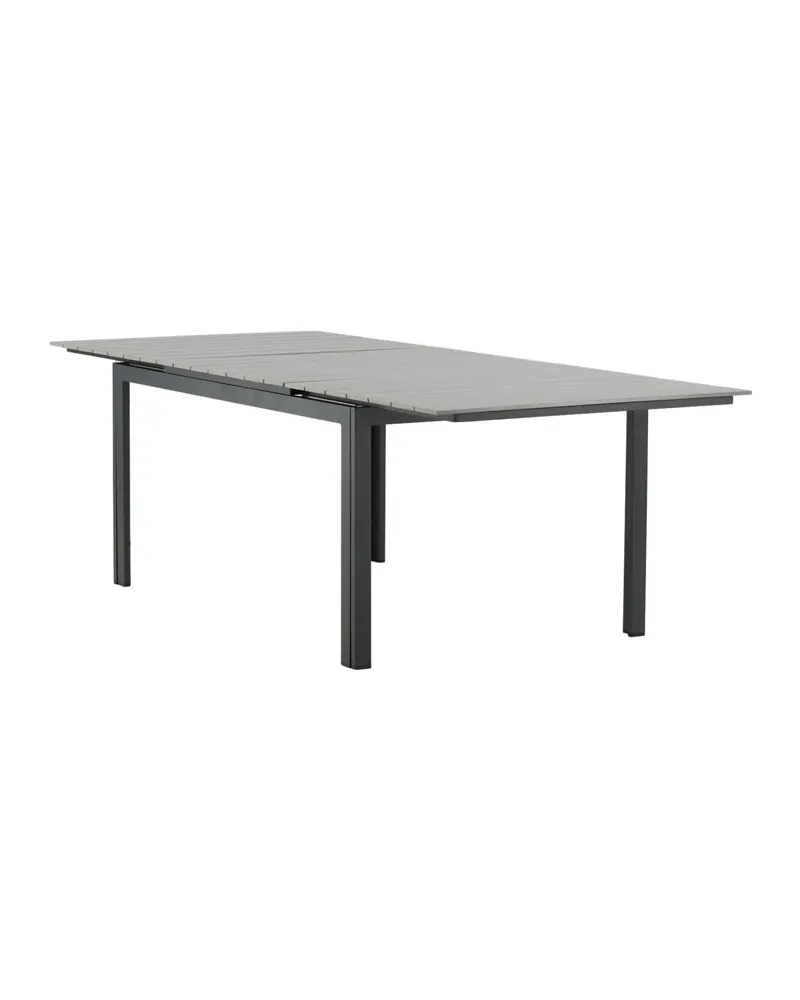 Levels ausziehbarer Gartentisch mit Kunstholzplatte und Aluminiumgestell in 160 × 100 cm, Grau, Gestell Schwarz, Ansicht 21
