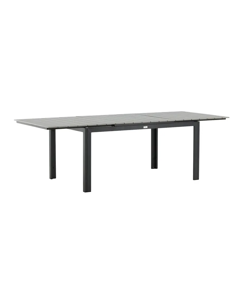Levels ausziehbarer Gartentisch mit Kunstholzplatte und Aluminiumgestell in 160 × 100 cm, Grau, Gestell Schwarz, Ansicht 24