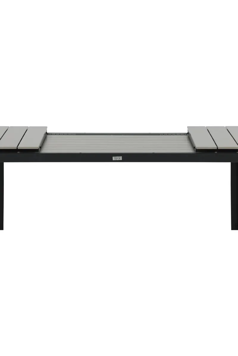 Levels ausziehbarer Gartentisch mit Kunstholzplatte und Aluminiumgestell in 160 × 100 cm, Grau, Gestell Schwarz, Ansicht 25