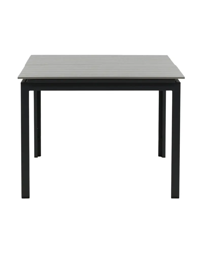 Levels ausziehbarer Gartentisch mit Kunstholzplatte und Aluminiumgestell in 160 × 100 cm, Grau, Gestell Schwarz, Ansicht 3
