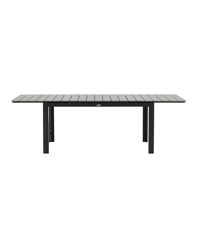 Levels ausziehbarer Gartentisch mit Kunstholzplatte und Aluminiumgestell in 160 × 100 cm, Grau, Gestell Schwarz, Ansicht 4