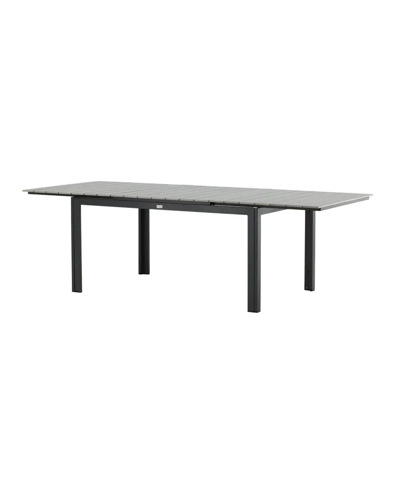 Levels ausziehbarer Gartentisch mit Kunstholzplatte und Aluminiumgestell in 160 × 100 cm, Grau, Gestell Schwarz, Ansicht 5