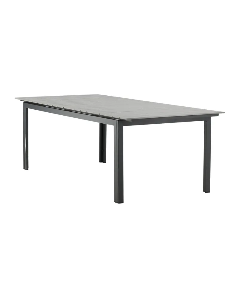 Levels ausziehbarer Gartentisch mit Kunstholzplatte und Aluminiumgestell in 229 × 100 cm, Grau, Gestell Schwarz, Ansicht 1