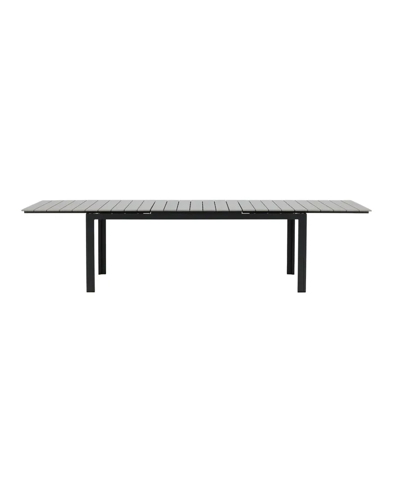 Levels ausziehbarer Gartentisch mit Kunstholzplatte und Aluminiumgestell in 229 × 100 cm, Grau, Gestell Schwarz, Ansicht 9