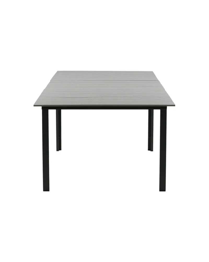 Levels ausziehbarer Gartentisch mit Kunstholzplatte und Aluminiumgestell in 229 × 100 cm, Grau, Gestell Schwarz, Ansicht 12