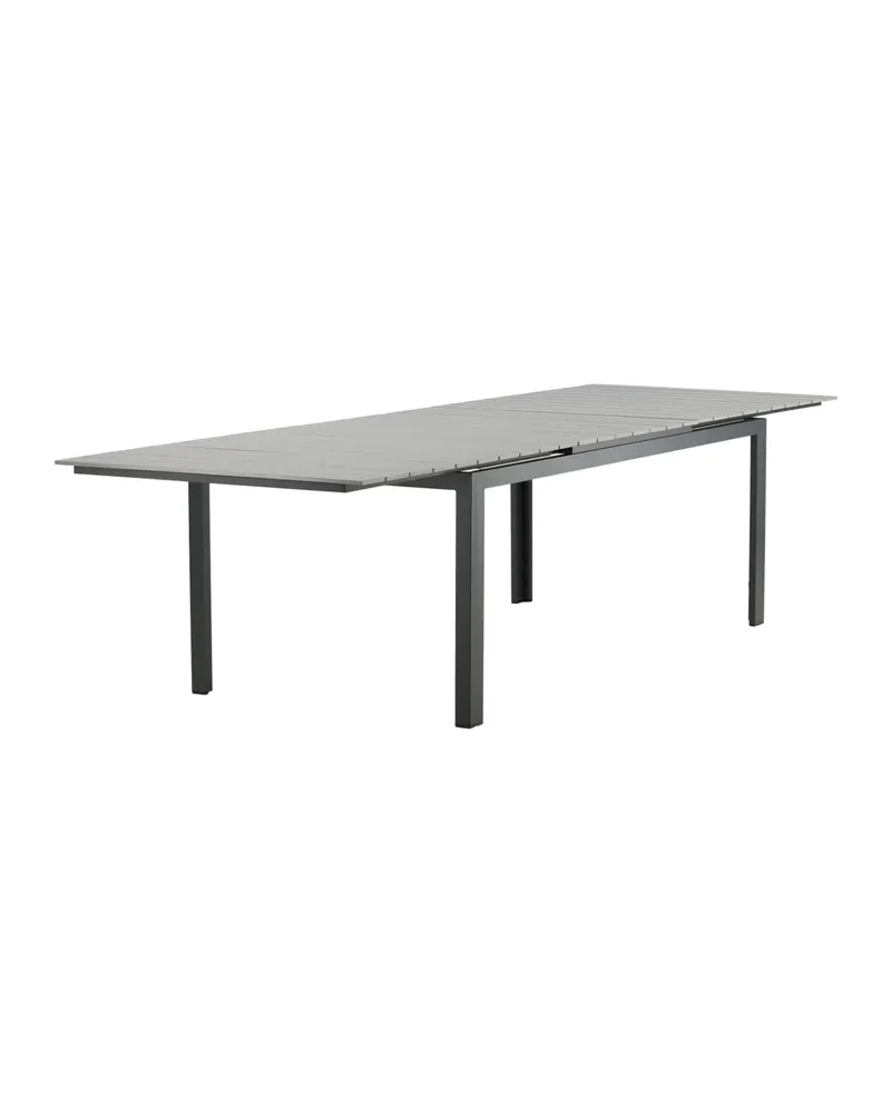 Levels ausziehbarer Gartentisch mit Kunstholzplatte und Aluminiumgestell in 229 × 100 cm, Grau, Gestell Schwarz, Ansicht 13