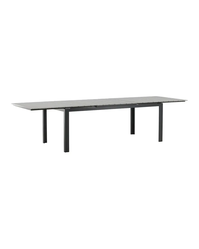 Levels ausziehbarer Gartentisch mit Kunstholzplatte und Aluminiumgestell in 229 × 100 cm, Grau, Gestell Schwarz, Ansicht 14