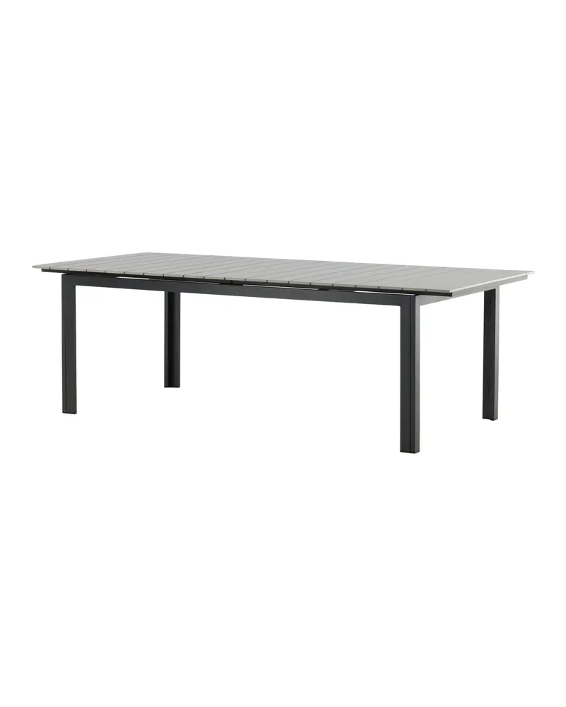 Levels ausziehbarer Gartentisch mit Kunstholzplatte und Aluminiumgestell in 229 × 100 cm, Grau, Gestell Schwarz, Ansicht 2