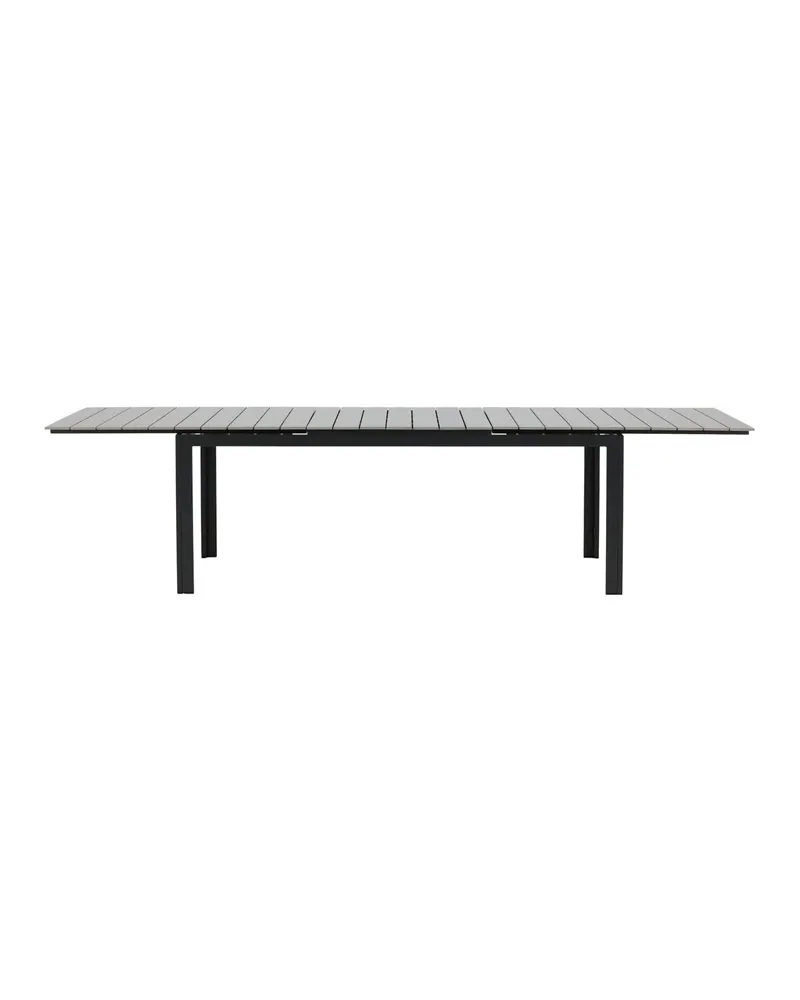 Levels ausziehbarer Gartentisch mit Kunstholzplatte und Aluminiumgestell in 229 × 100 cm, Grau, Gestell Schwarz, Ansicht 15