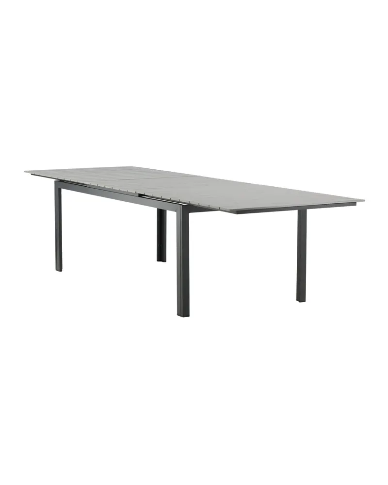 Levels ausziehbarer Gartentisch mit Kunstholzplatte und Aluminiumgestell in 229 × 100 cm, Grau, Gestell Schwarz, Ansicht 17