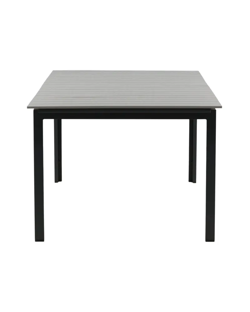 Levels ausziehbarer Gartentisch mit Kunstholzplatte und Aluminiumgestell in 229 × 100 cm, Grau, Gestell Schwarz, Ansicht 18