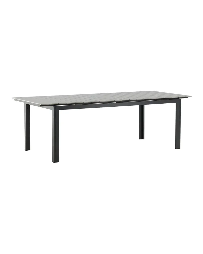 Levels ausziehbarer Gartentisch mit Kunstholzplatte und Aluminiumgestell in 229 × 100 cm, Grau, Gestell Schwarz, Ansicht 19