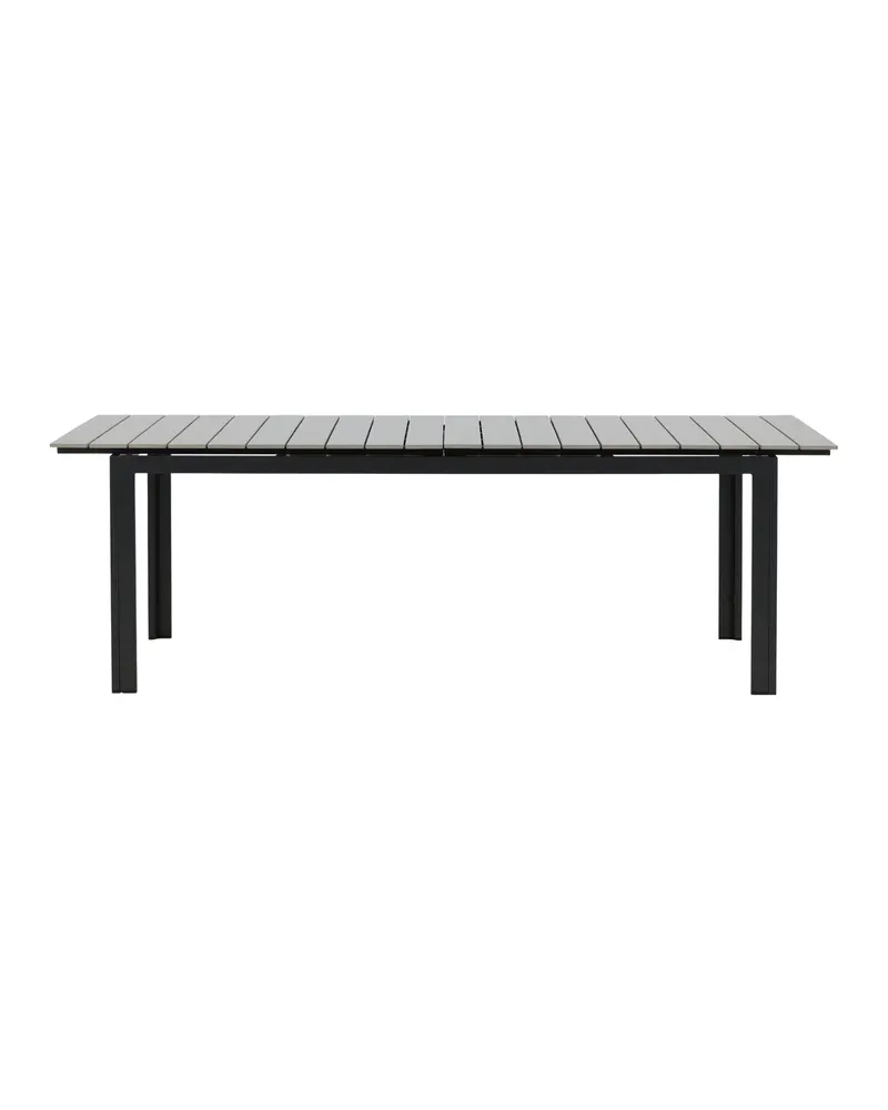 Levels ausziehbarer Gartentisch mit Kunstholzplatte und Aluminiumgestell in 229 × 100 cm, Grau, Gestell Schwarz, Ansicht 20