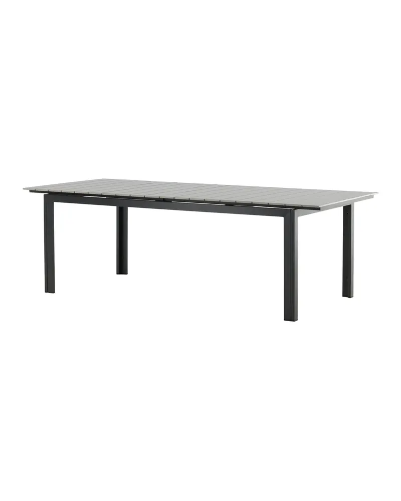 Levels ausziehbarer Gartentisch mit Kunstholzplatte und Aluminiumgestell in 229 × 100 cm, Grau, Gestell Schwarz, Ansicht 21