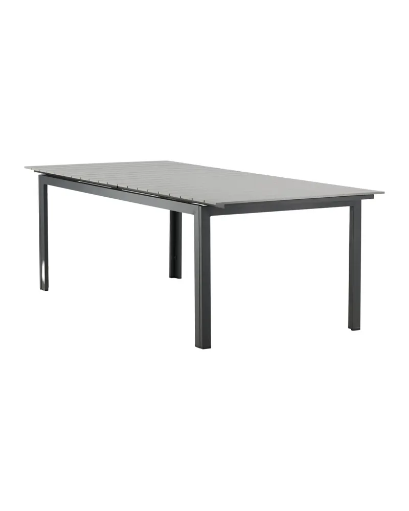 Levels ausziehbarer Gartentisch mit Kunstholzplatte und Aluminiumgestell in 229 × 100 cm, Grau, Gestell Schwarz, Ansicht 22
