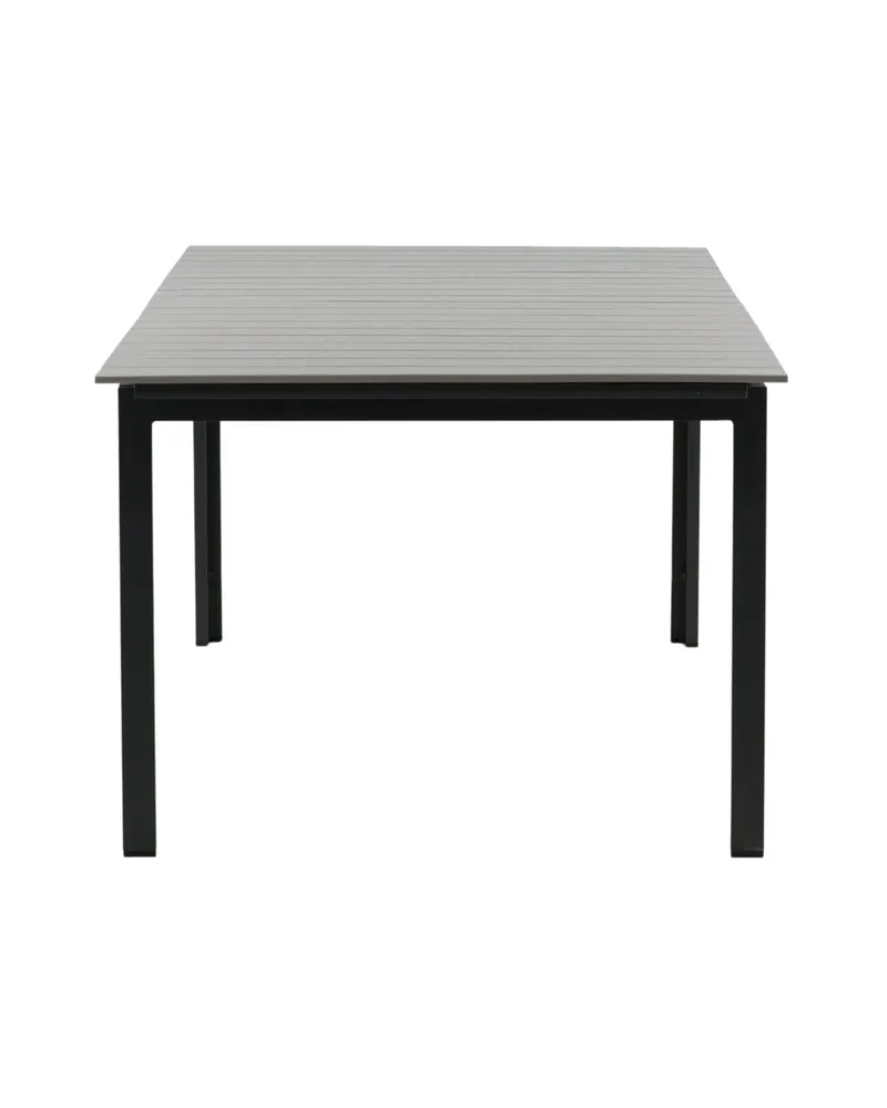 Levels ausziehbarer Gartentisch mit Kunstholzplatte und Aluminiumgestell in 229 × 100 cm, Grau, Gestell Schwarz, Ansicht 23