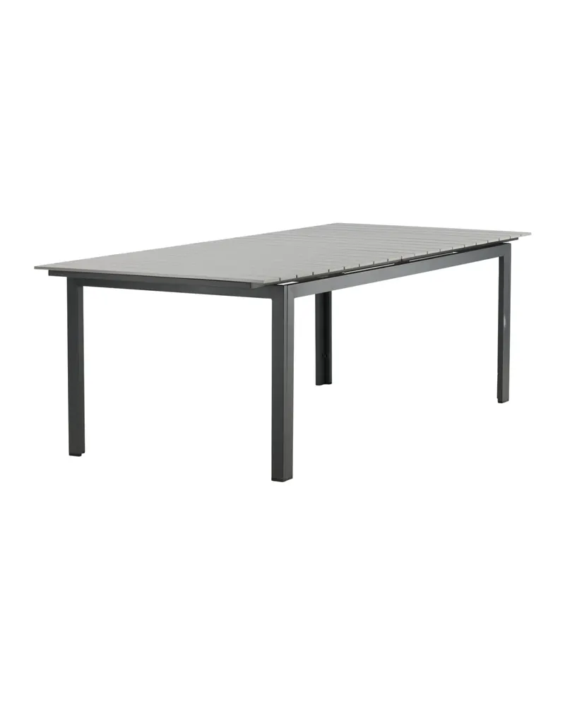 Levels ausziehbarer Gartentisch mit Kunstholzplatte und Aluminiumgestell in 229 × 100 cm, Grau, Gestell Schwarz, Ansicht 24