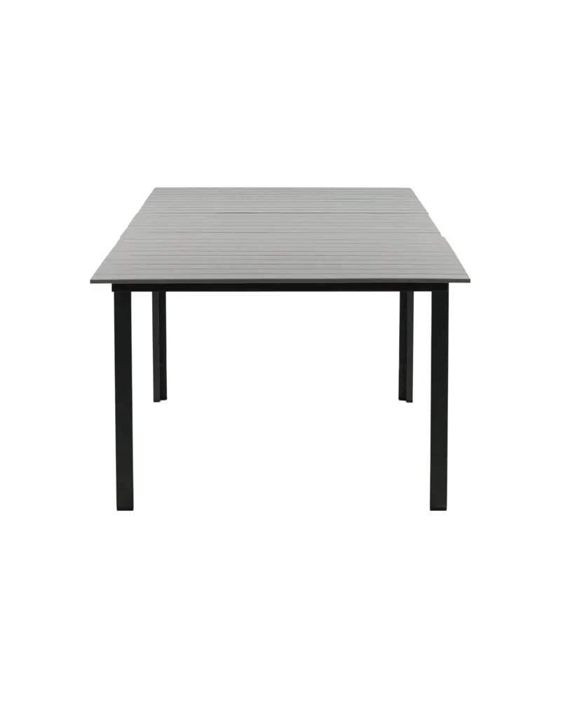 Levels ausziehbarer Gartentisch mit Kunstholzplatte und Aluminiumgestell in 229 × 100 cm, Grau, Gestell Schwarz, Ansicht 3