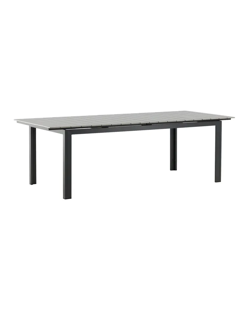 Levels ausziehbarer Gartentisch mit Kunstholzplatte und Aluminiumgestell in 229 × 100 cm, Grau, Gestell Schwarz, Ansicht 25
