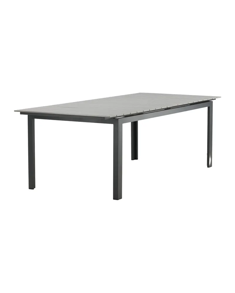 Levels ausziehbarer Gartentisch mit Kunstholzplatte und Aluminiumgestell in 229 × 100 cm, Grau, Gestell Schwarz, Ansicht 4