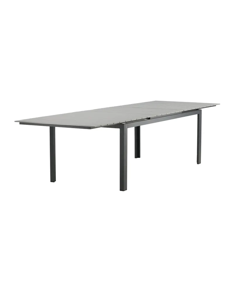Levels ausziehbarer Gartentisch mit Kunstholzplatte und Aluminiumgestell in 229 × 100 cm, Grau, Gestell Schwarz, Ansicht 5