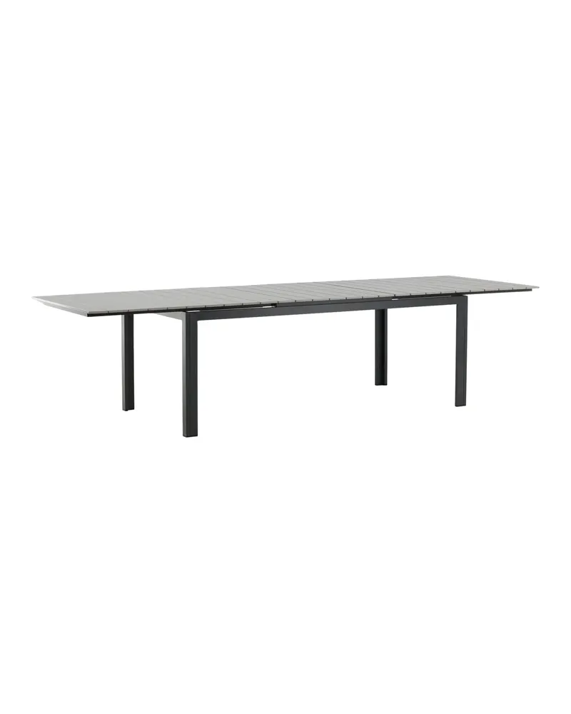 Levels ausziehbarer Gartentisch mit Kunstholzplatte und Aluminiumgestell in 229 × 100 cm, Grau, Gestell Schwarz, Ansicht 6