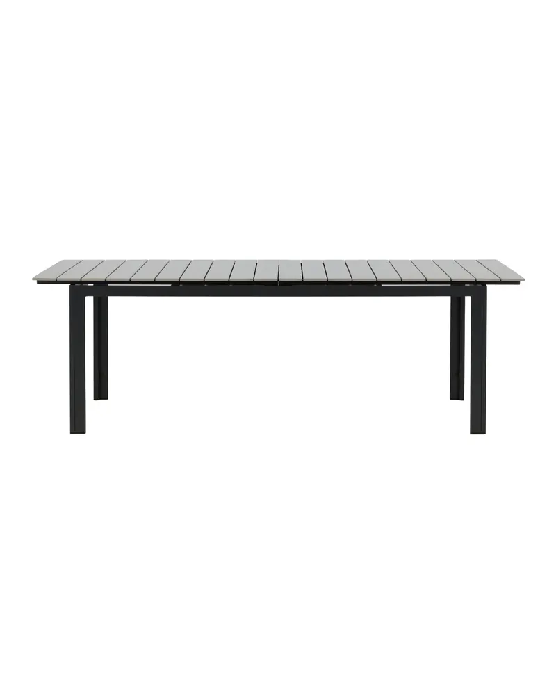 Levels ausziehbarer Gartentisch mit Kunstholzplatte und Aluminiumgestell in 229 × 100 cm, Grau, Gestell Schwarz, Ansicht 7