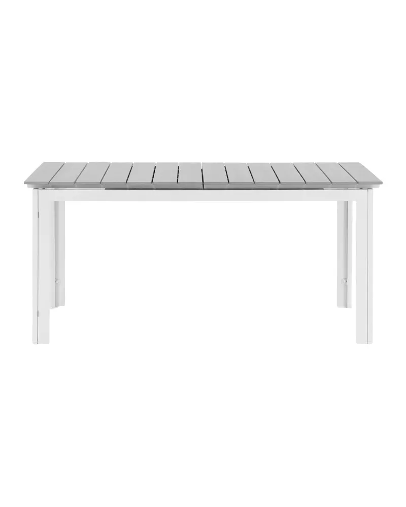 Levels ausziehbarer Gartentisch mit Kunstholzplatte und Aluminiumgestell in 160 × 100 cm, Grau, Gestell Weiß, Ansicht 1